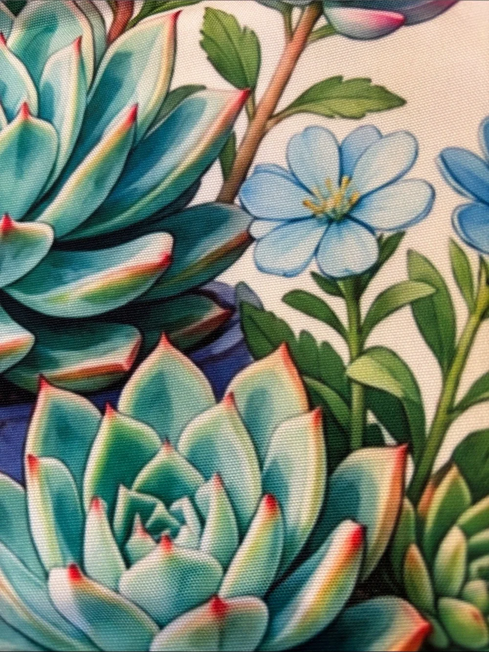 Pastel Potted Succulents Cactus Poly Tote Bag NWT 14x15.25”
